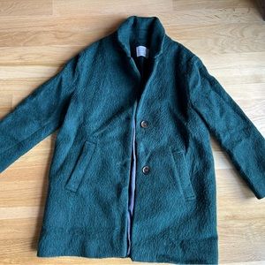 Zara girls coat dressy holiday emerald green button size 11-12